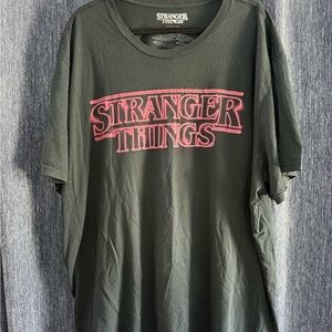 Stranger Things Black T-Shirt with Red Logo